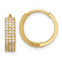 10K Polished 4mm CZ Hinged Hoop Earrings-10ER350