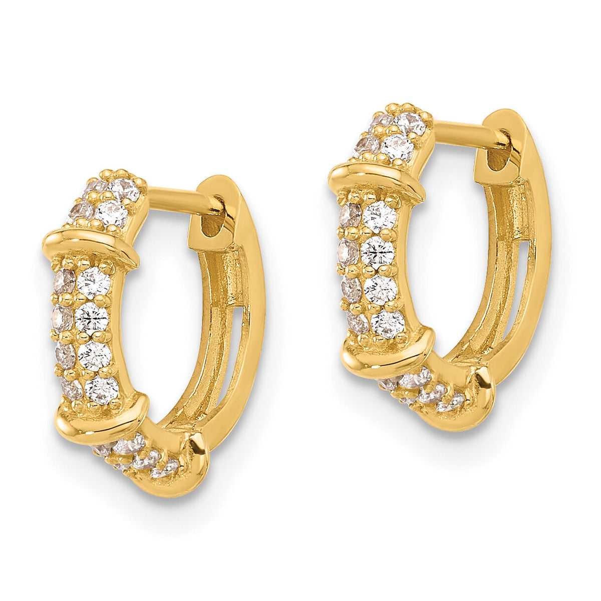 10K Polished CZ Hinged Hoop Earrings-10ER353