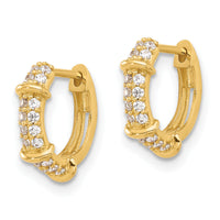10K Polished CZ Hinged Hoop Earrings-10ER353