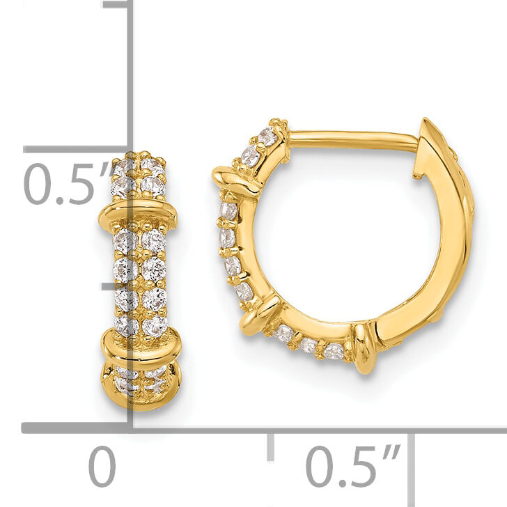 10K Polished CZ Hinged Hoop Earrings-10ER353