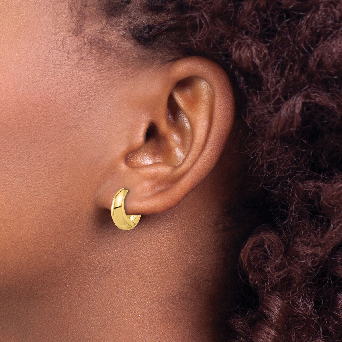 10K Polished Hinged Huggie Hoop Earrings-10ER354