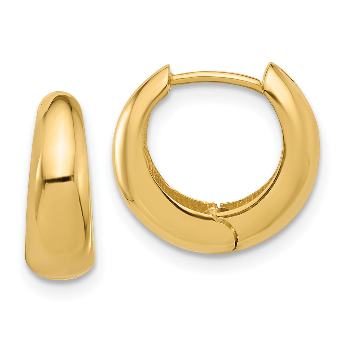 10K Polished Hinged Huggie Hoop Earrings-10ER354