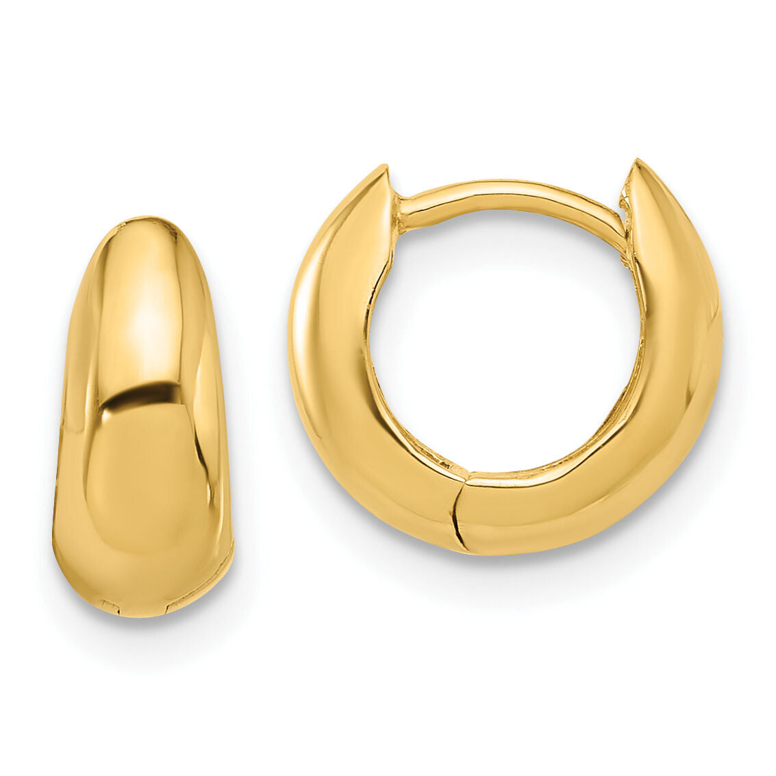 10K Polished Hinged Huggie Hoop Earrings-10ER355