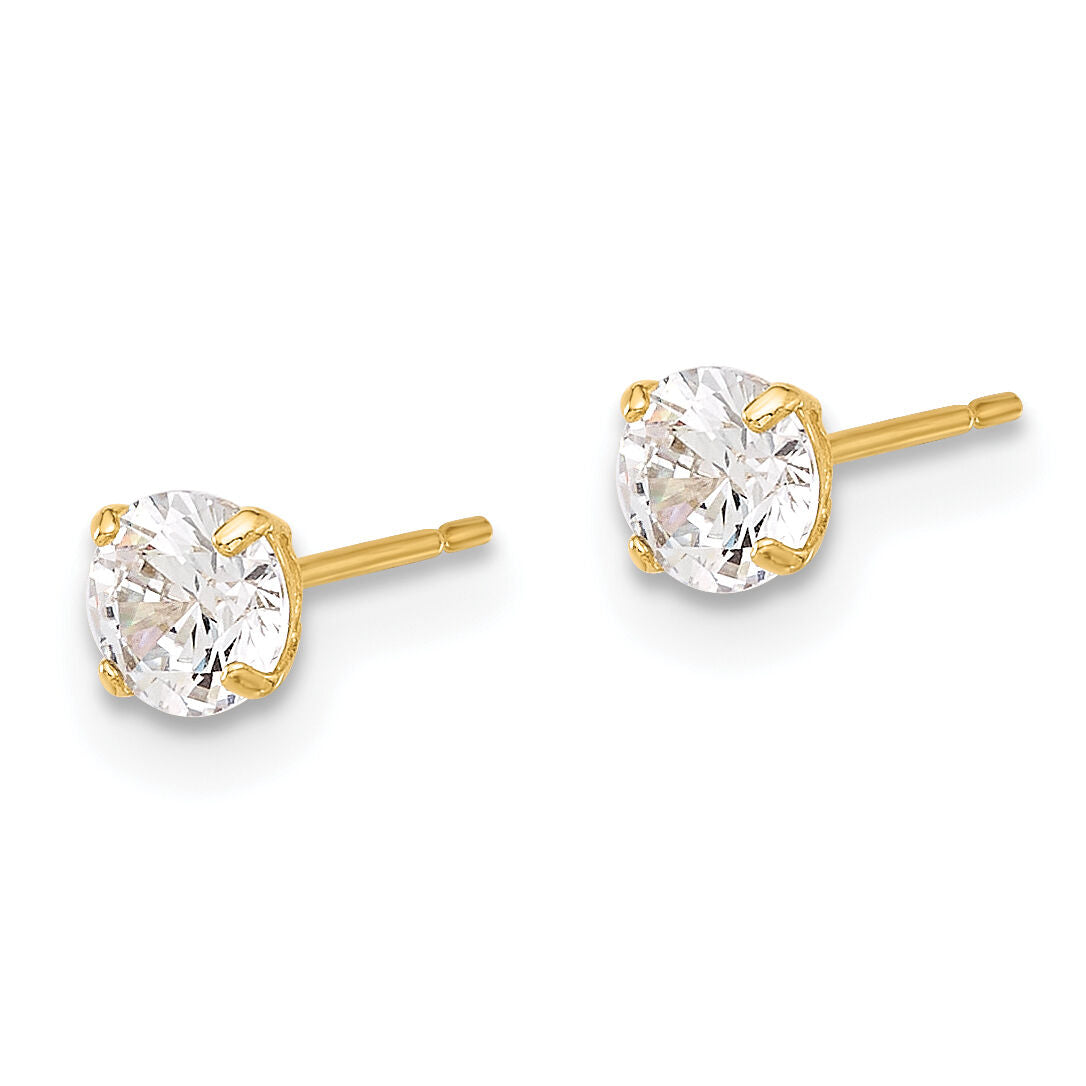 10K Polished 4mm CZ Stud Post Earrings-10ER356