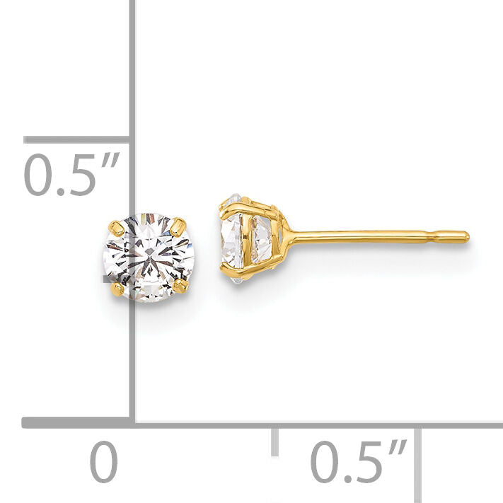 10K Polished 4mm CZ Stud Post Earrings-10ER356