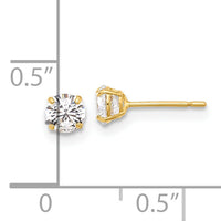 10K Polished 4mm CZ Stud Post Earrings-10ER356