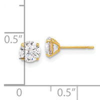 10K Polished 5mm CZ Stud Post Earrings-10ER357