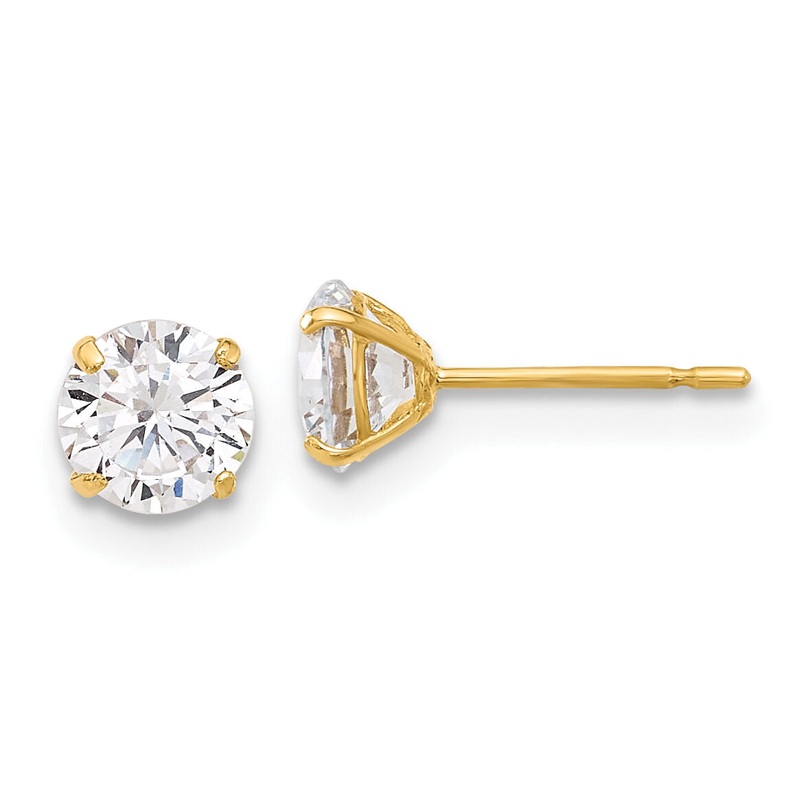 10K Polished 5mm CZ Stud Post Earrings-10ER357