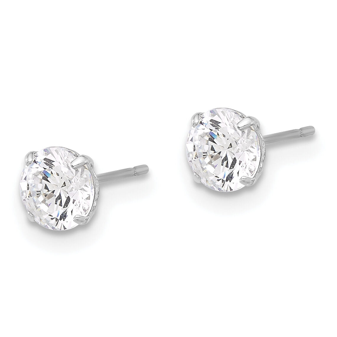 10K White Polished 5mm CZ Stud Post Earrings-10ER357W
