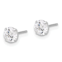 10K White Polished 5mm CZ Stud Post Earrings-10ER357W