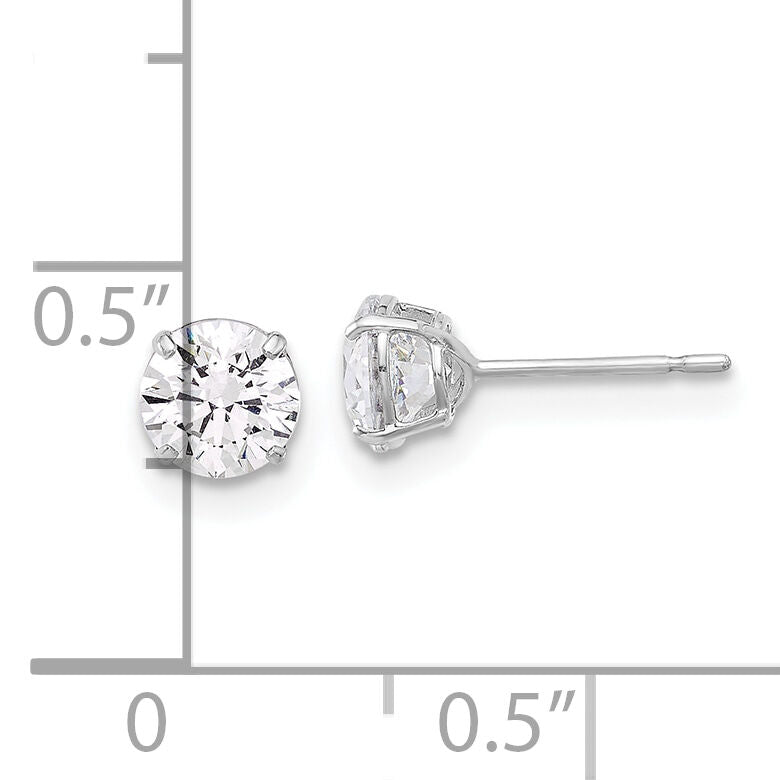 10K White Polished 5mm CZ Stud Post Earrings-10ER357W