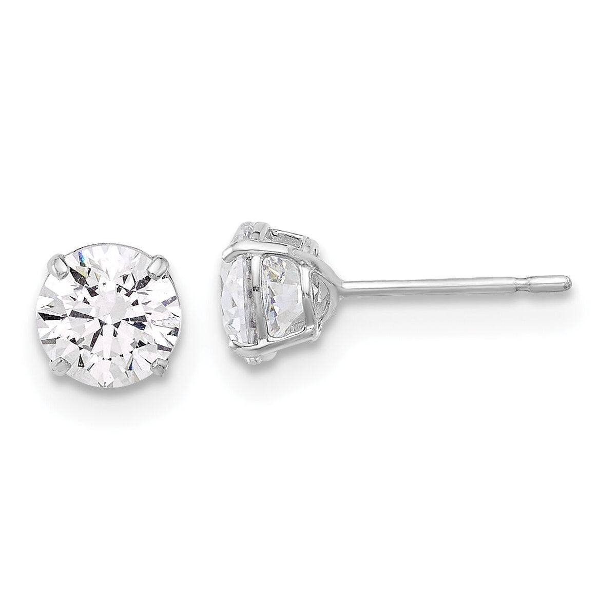 10K White Polished 5mm CZ Stud Post Earrings-10ER357W
