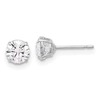 10K White Polished 5mm CZ Stud Post Earrings-10ER357W