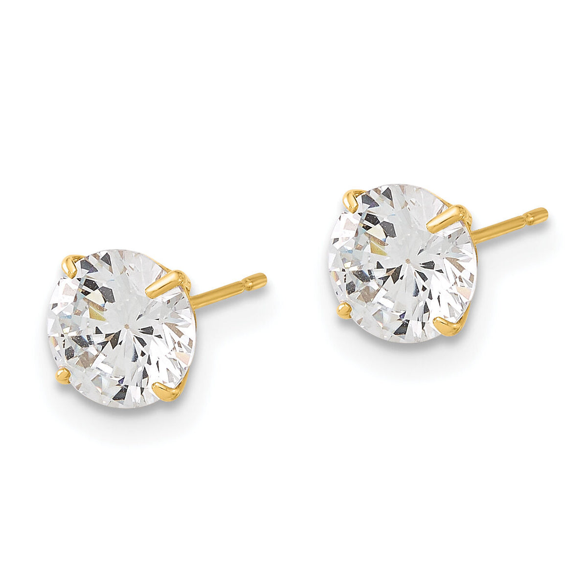 10K Polished 6mm CZ Stud Post Earrings-10ER358