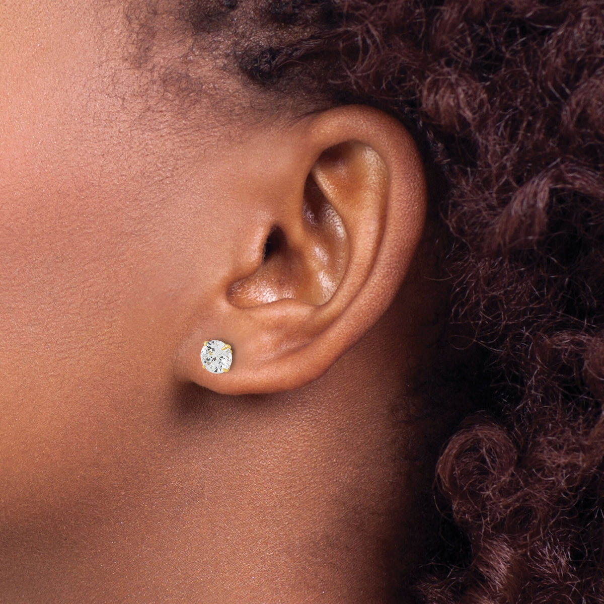 10K Polished 6mm CZ Stud Post Earrings-10ER358