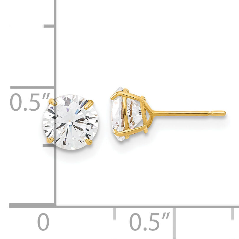 10K Polished 6mm CZ Stud Post Earrings-10ER358