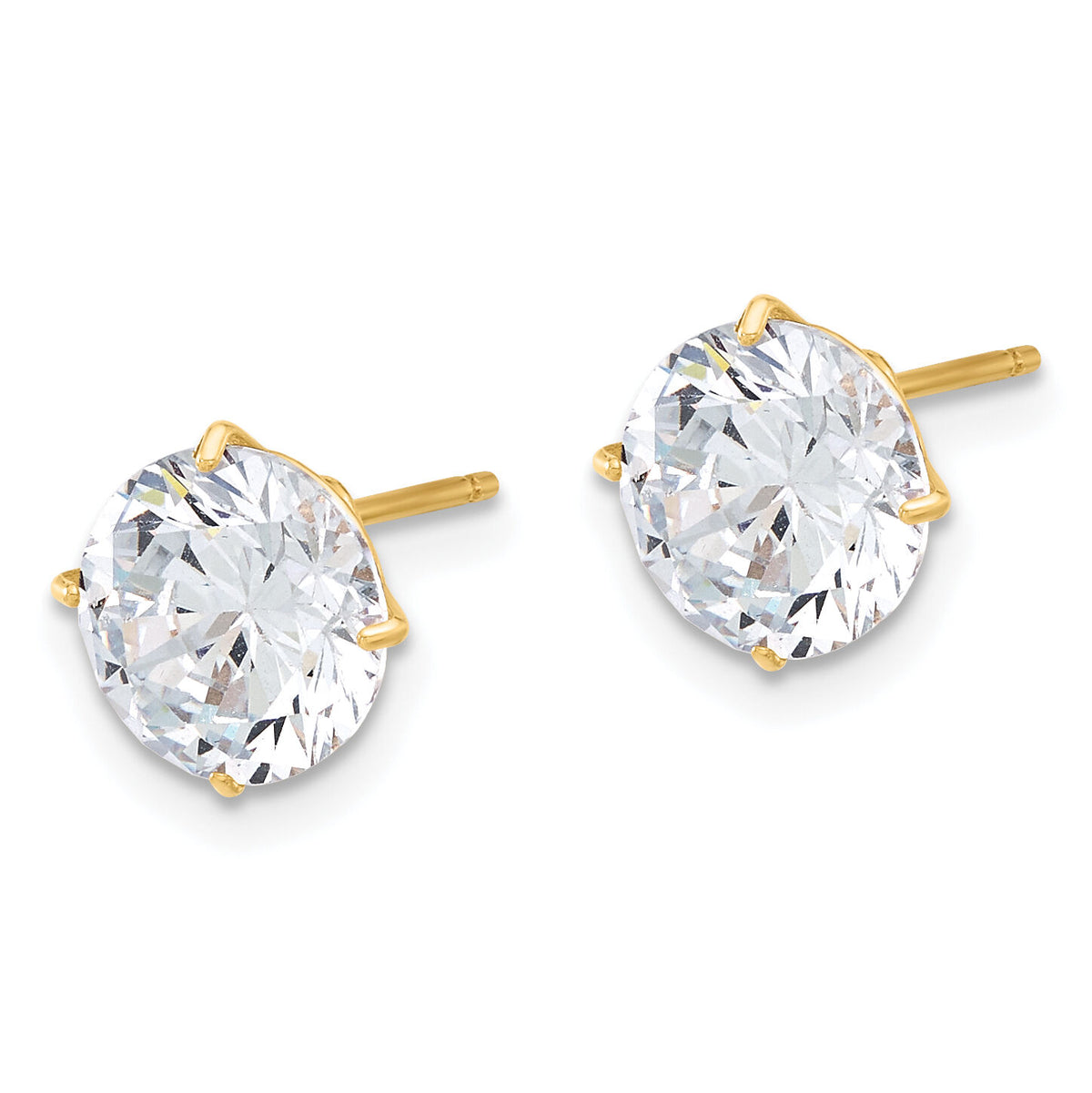 10K Polished 8mm CZ Stud Post Earrings-10ER359