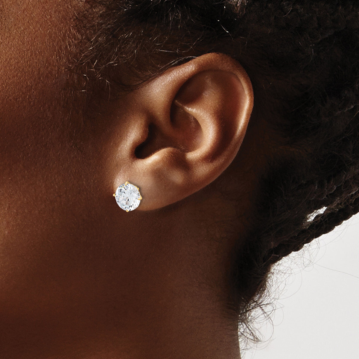 10K Polished 8mm CZ Stud Post Earrings-10ER359