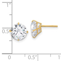 10K Polished 8mm CZ Stud Post Earrings-10ER359