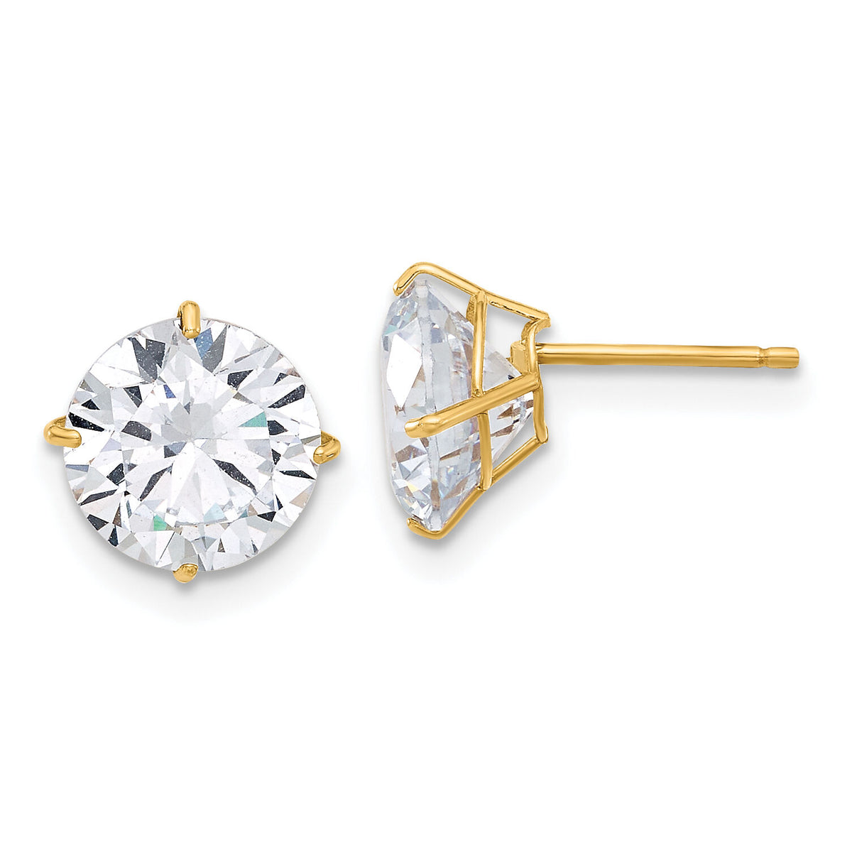 10K Polished 8mm CZ Stud Post Earrings-10ER359
