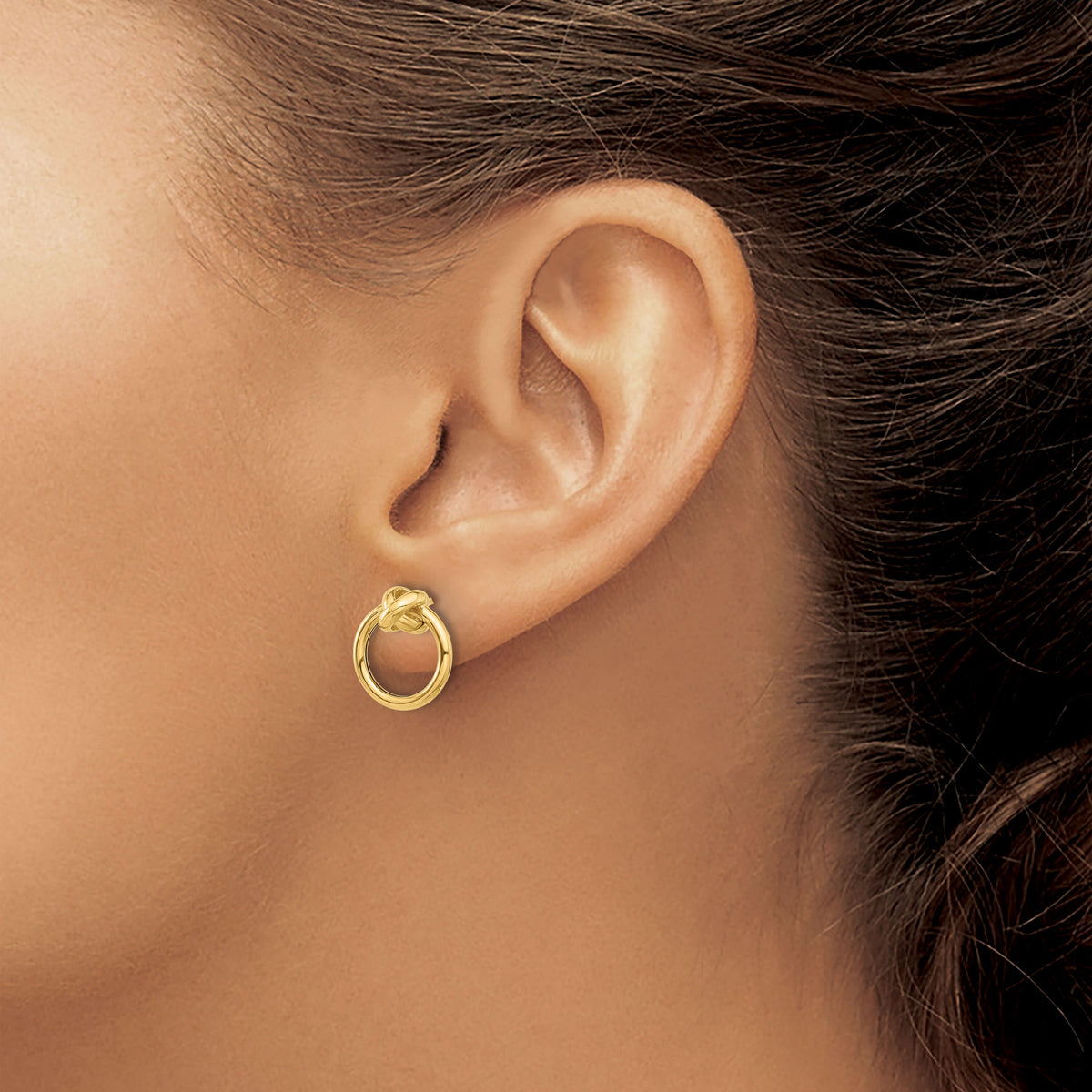 10K Polished Circle Post Earrings-10ER361