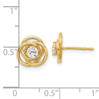 10K Polished Love Knot CZ Post Earrings-10ER368