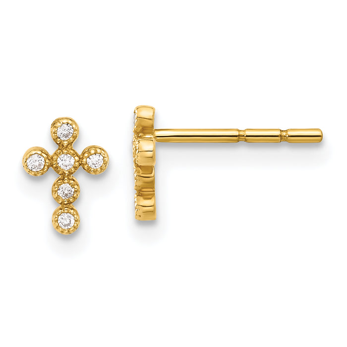 10K Polished CZ Cross Post Earrings-10ER369