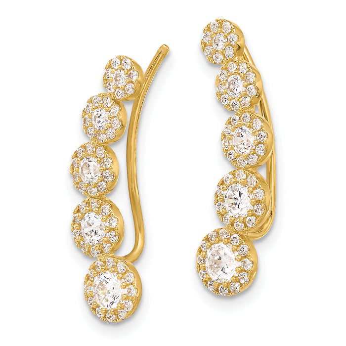 10K Polished CZ Ear Climbers-10ER371