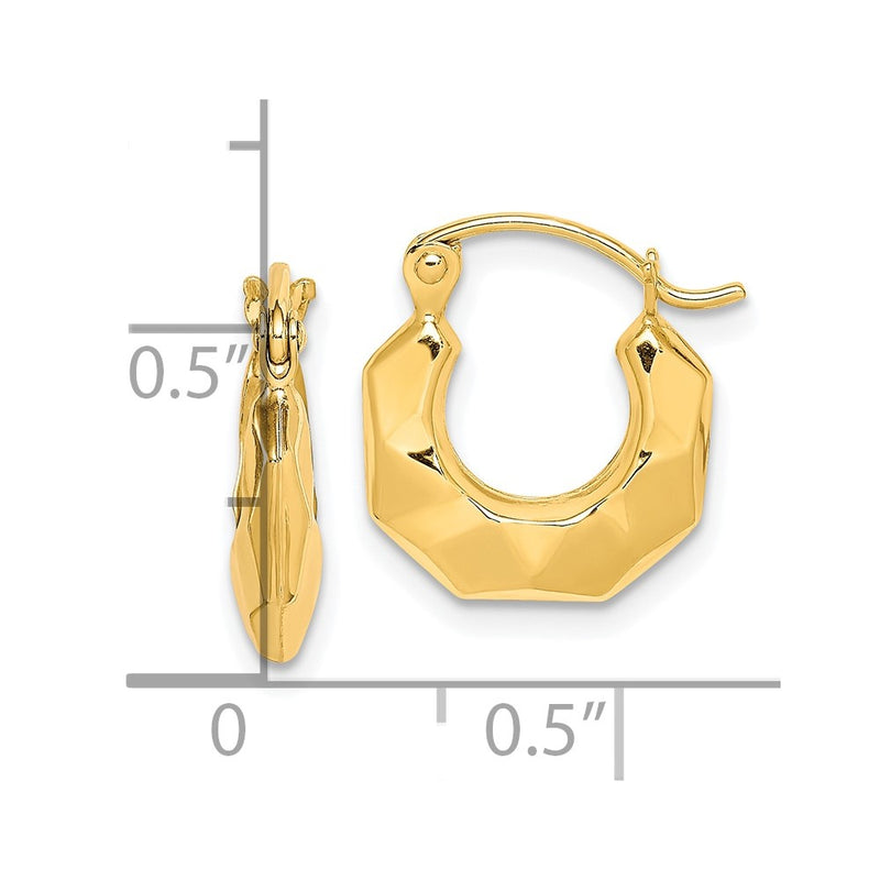 10k Fancy Small Hoop Earrings-10ER85