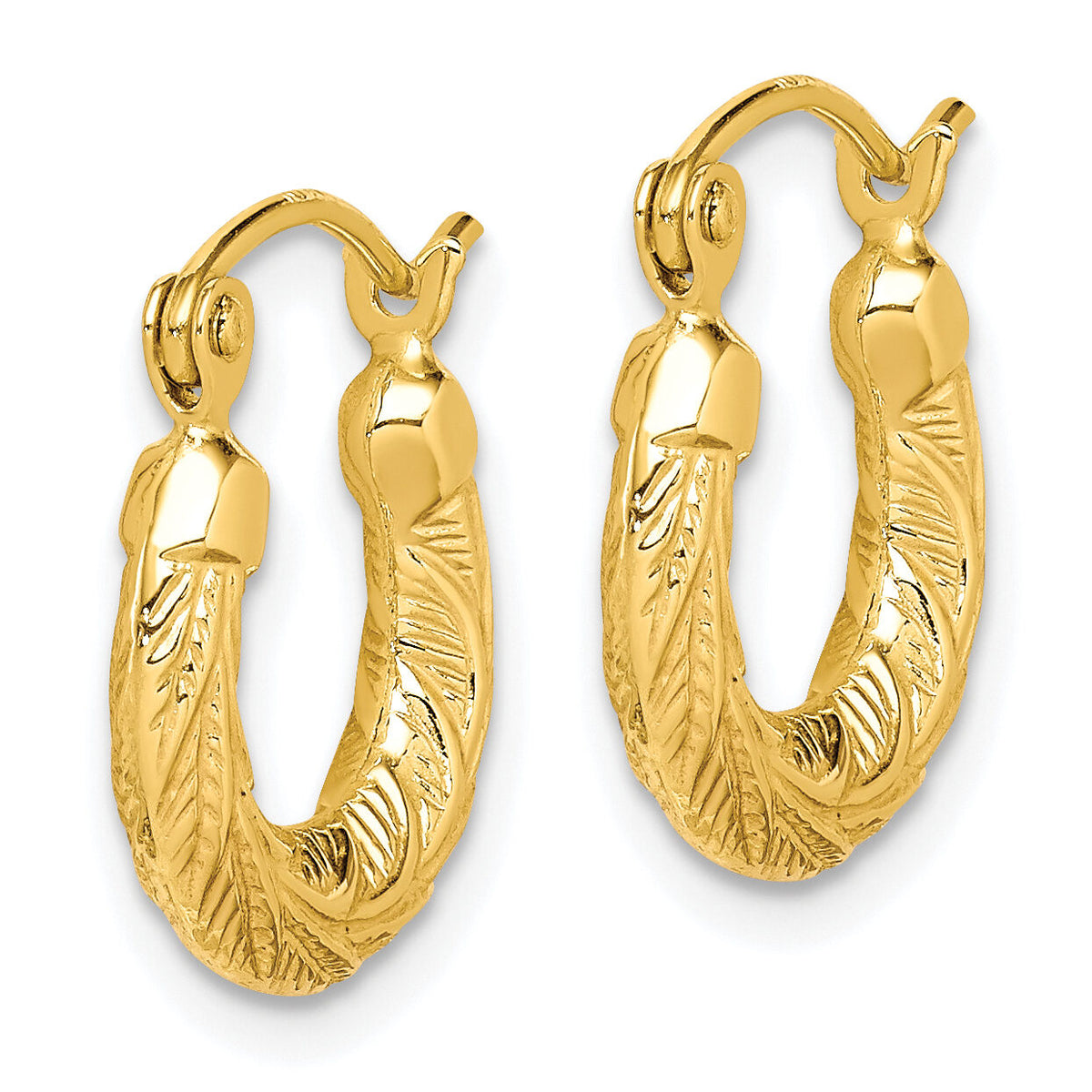 10k Fancy Small Hoop Earrings-10ER89