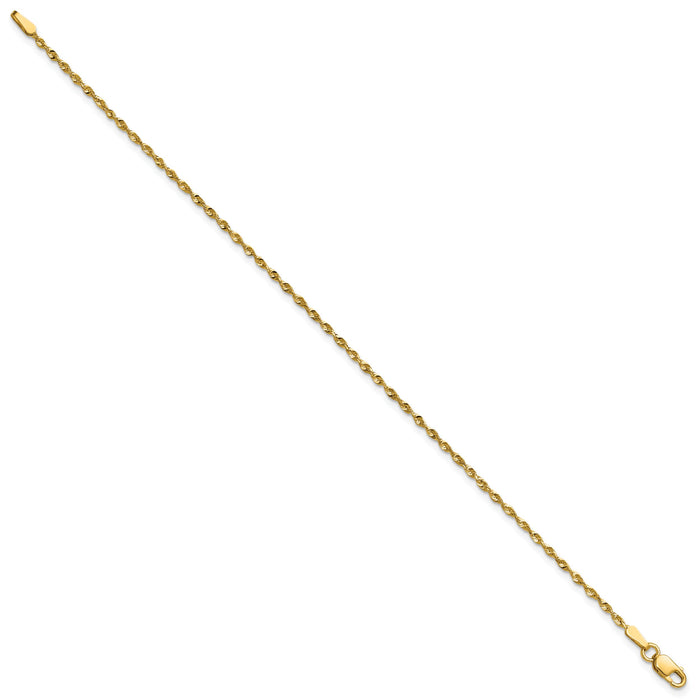 10k 1.5mm Extra-Light D/C Rope Chain Anklet-10EX012-10
