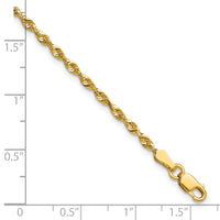 10k 2.25mm Extra-Light D/C Rope Chain Anklet-10EX018-9