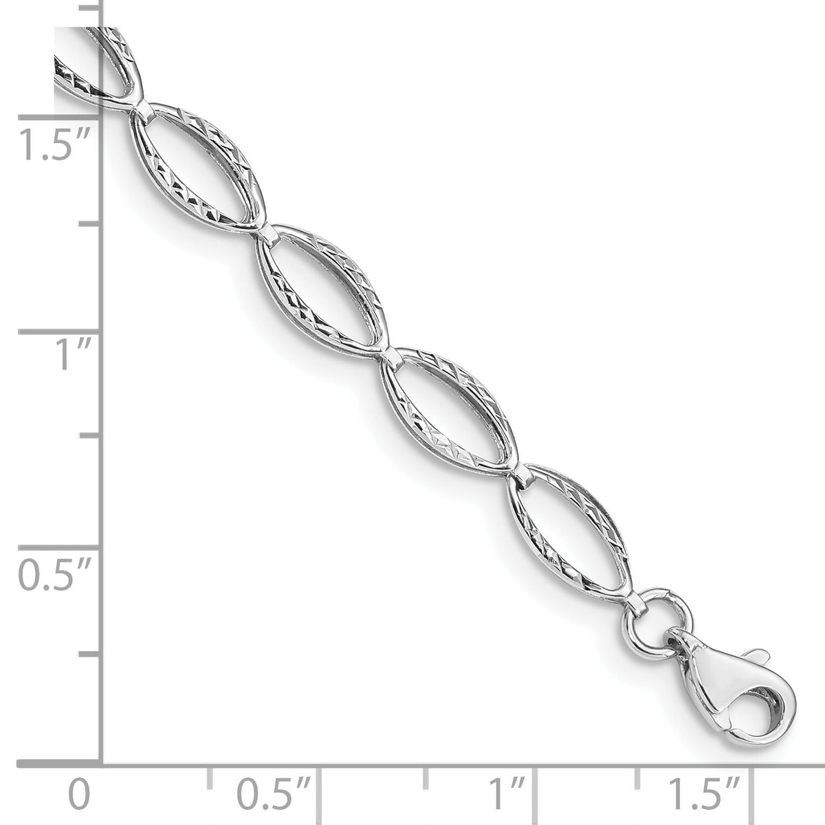 10k White Gold Polished Oval Link Bracelet-10FB1333-7.25
