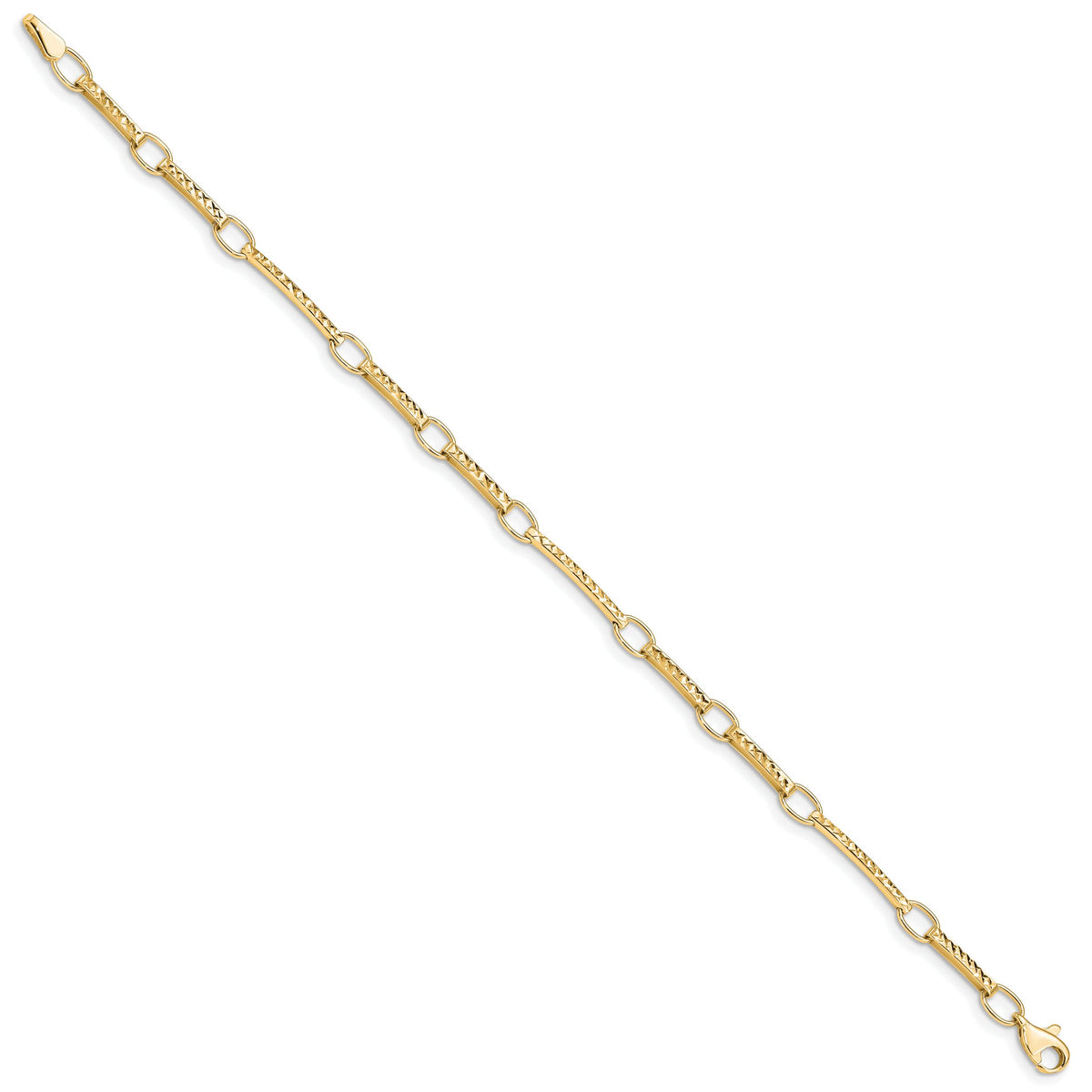10k Polished and Textured Fancy Link Bracelet-10FB1335Y-7.25