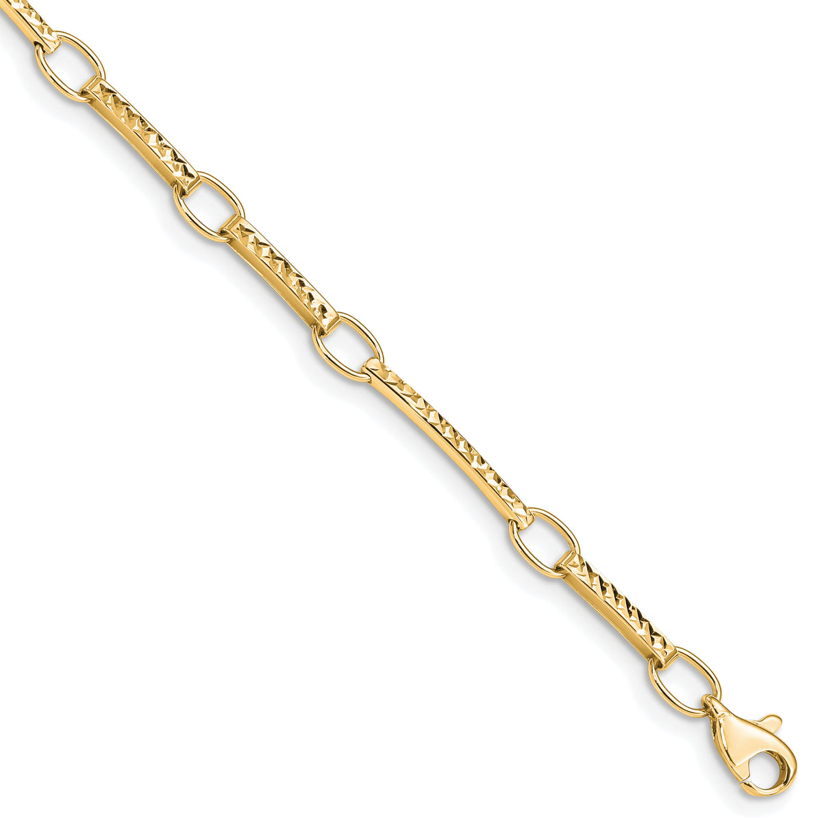 10k Polished and Textured Fancy Link Bracelet-10FB1335Y-7.25