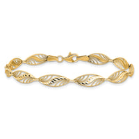 10k Filigree Diamond Cut 7.25 inch Bracelet-10FB1336Y-7.25