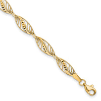 10k Filigree Diamond Cut 7.25 inch Bracelet-10FB1336Y-7.25