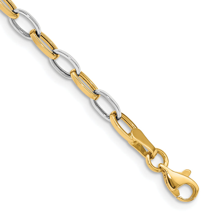 10k Two-tone Polished Open Link Bracelet-10FB1390-7.25