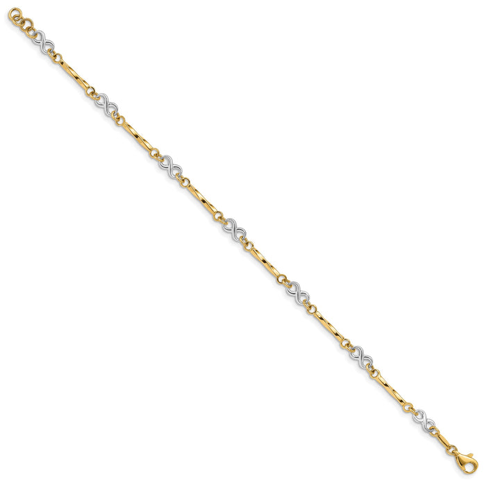 10k Two-tone Fancy Link Bracelet-10FB1437-7.5