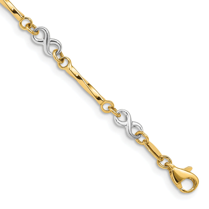 10k Two-tone Fancy Link Bracelet-10FB1437-7.5