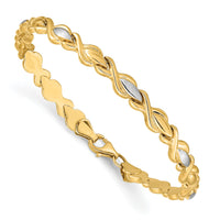 10K w/Rhodium Polished and Satin Link Bracelet-10FB1478-7.25