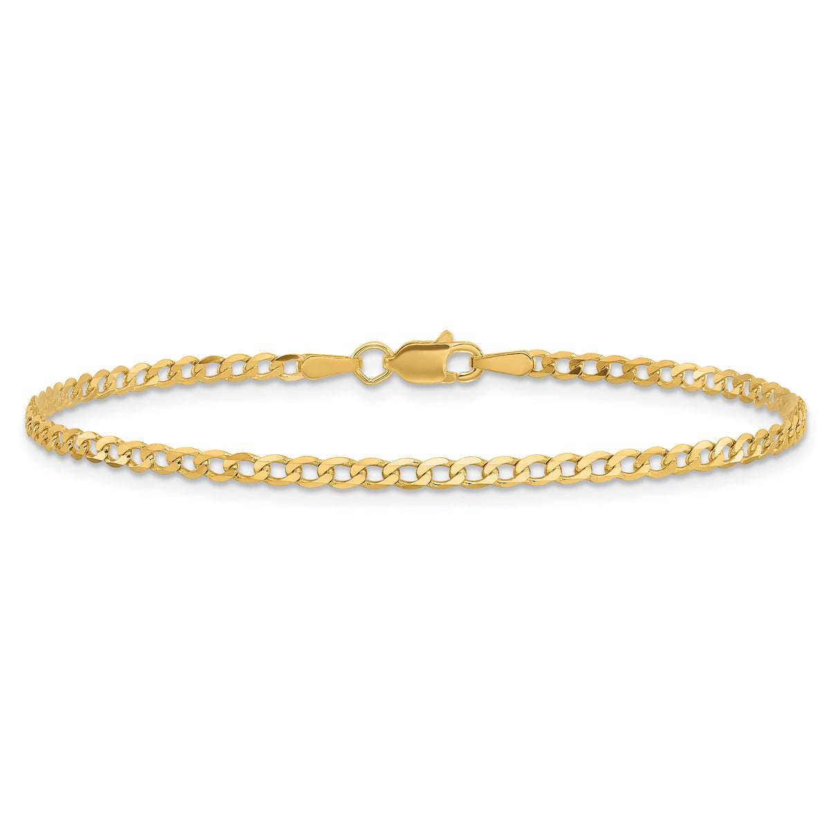 10k 2.2mm Flat Beveled Curb Chain Anklet-10FBU060-10