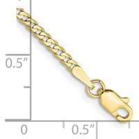 10k 2.2mm Flat Beveled Curb Chain Anklet-10FBU060-9