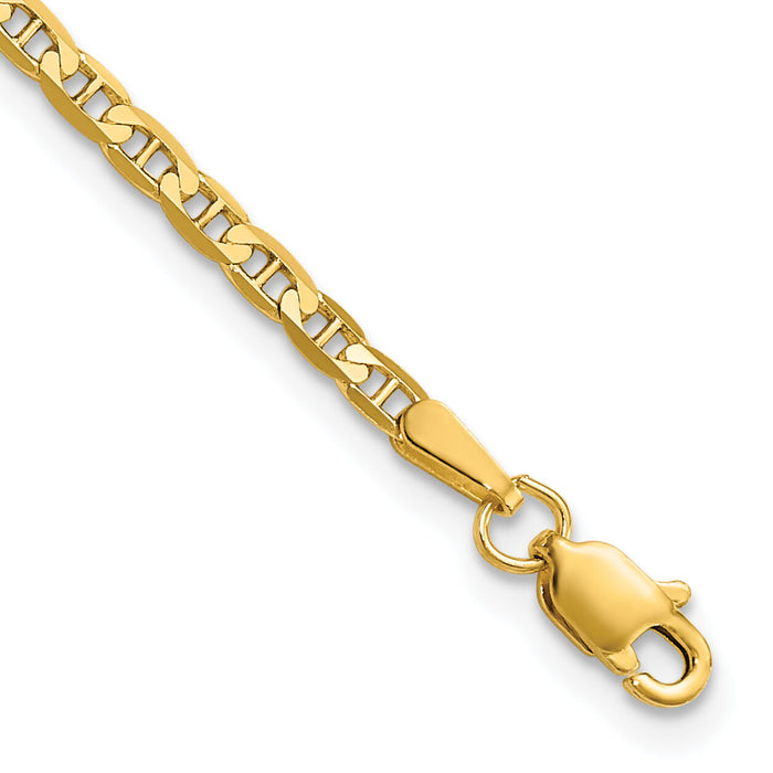 10k 2.4mm Concave Anchor Chain Anklet-10FCA065-10