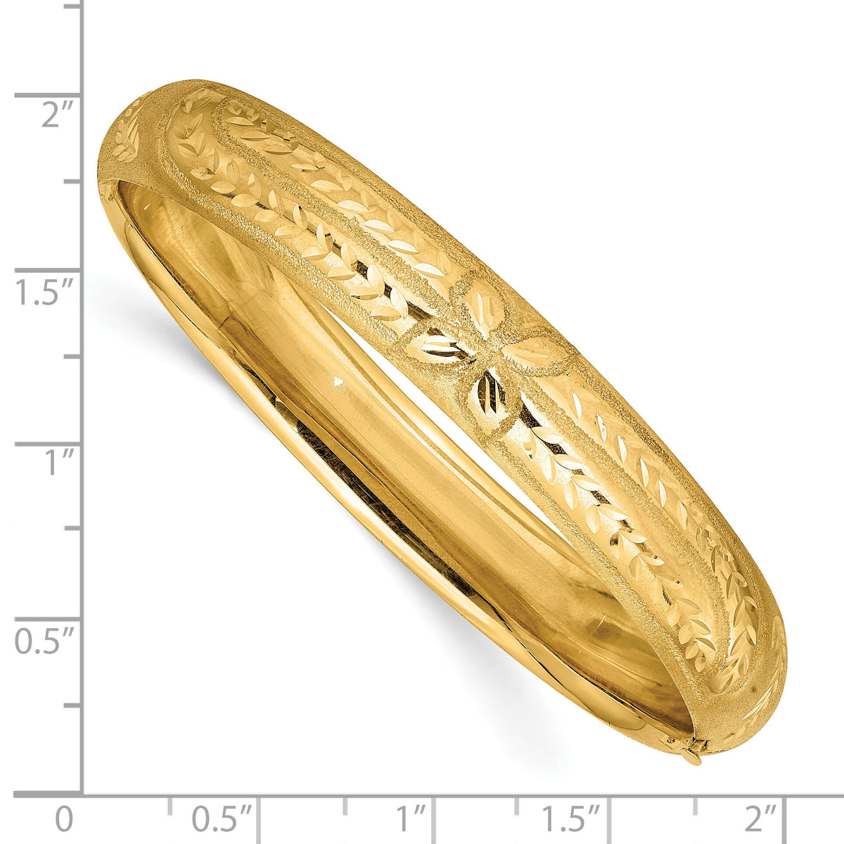 10k 7/16 Florentine Engraved Hinged Bangle Bracelet-10FE7/16