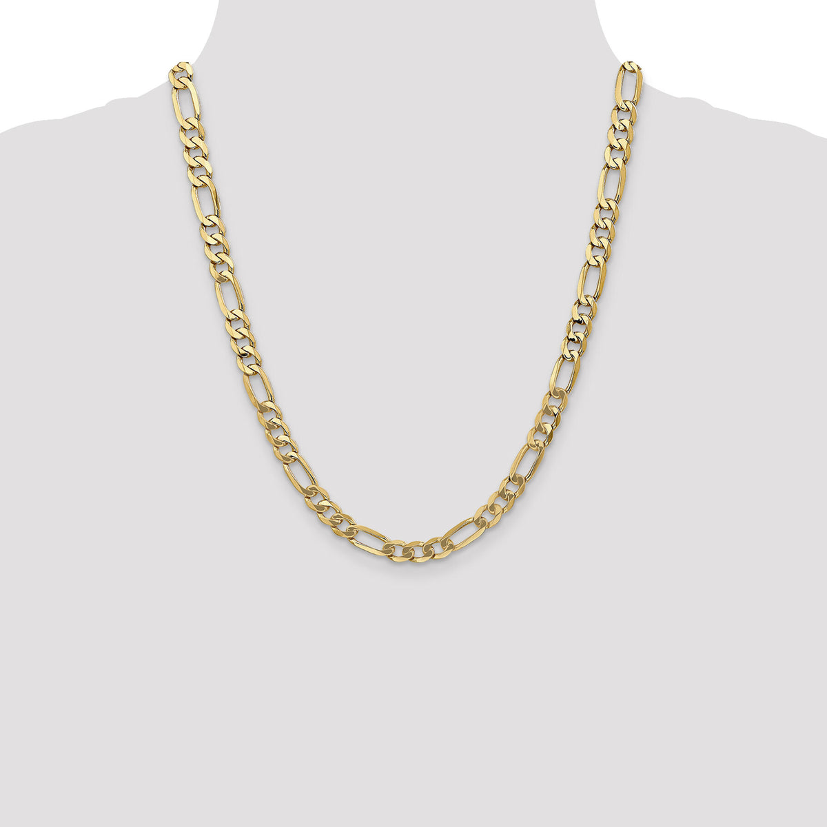 10K 7mm Flat Figaro Chain-10FG180-22