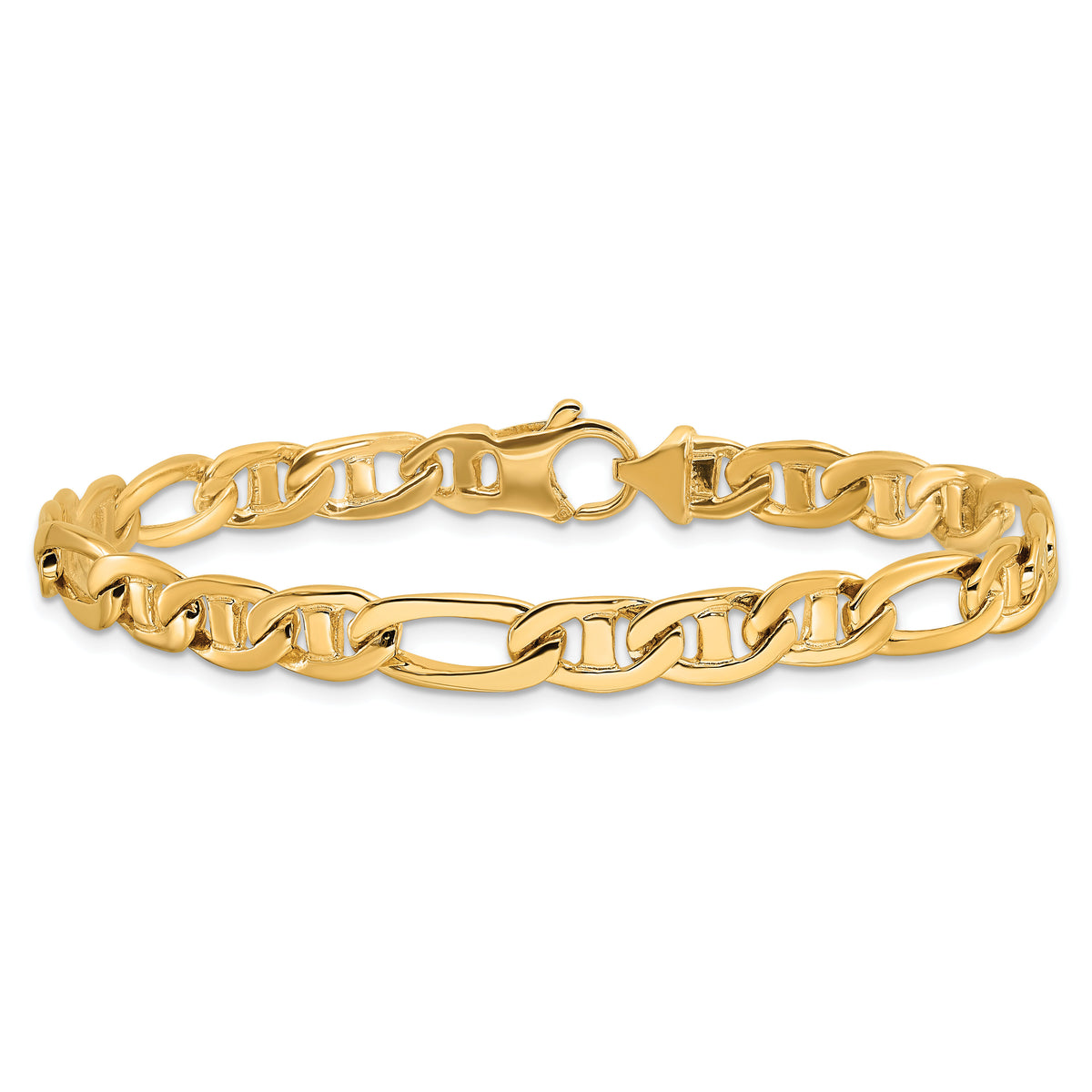 10k 6.5mm Solid Hand-polished 3 & 1 Flat Anchor Chain-10FL438-7.25