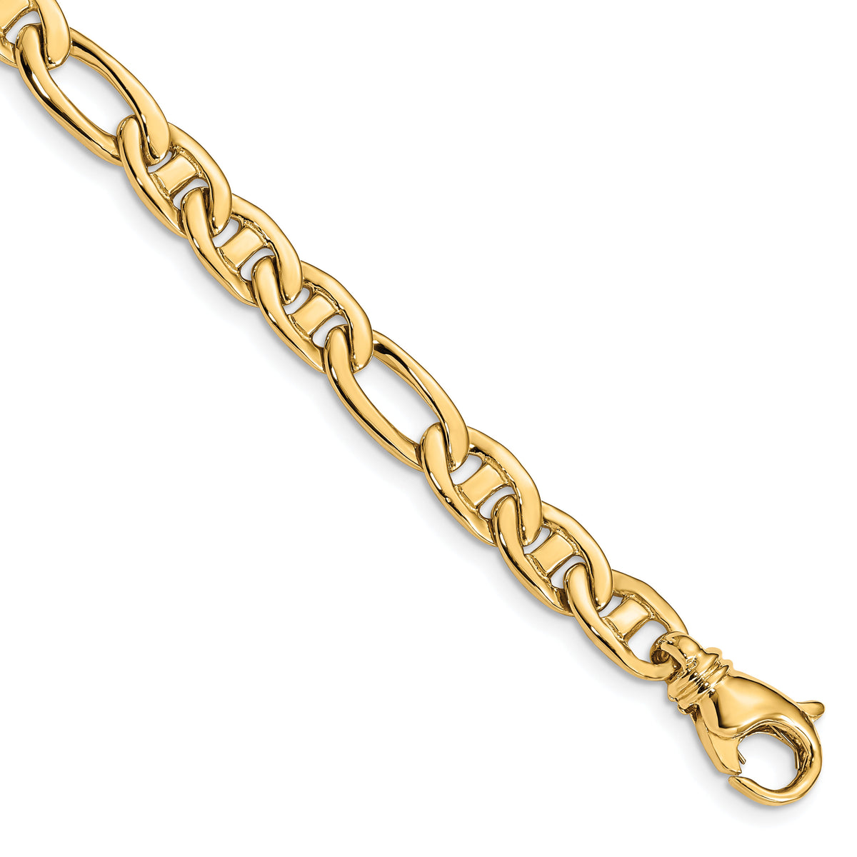 10k 6.5mm Solid Hand-polished 3 & 1 Flat Anchor Chain-10FL438-7.25