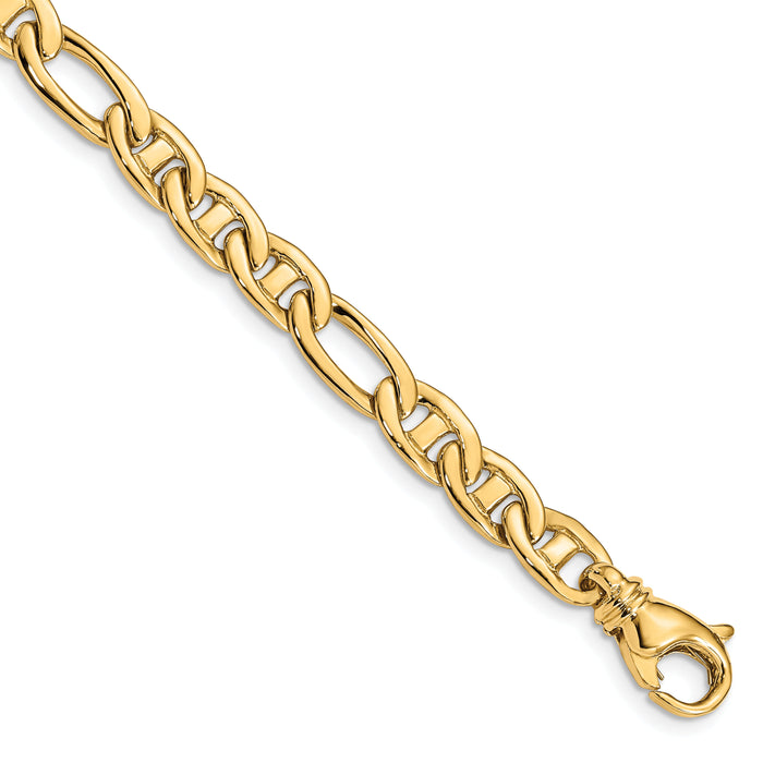 10k 6.5mm Solid Hand-Polished 3 & 1 Flat Anchor Bracelet-10FL438-8.25