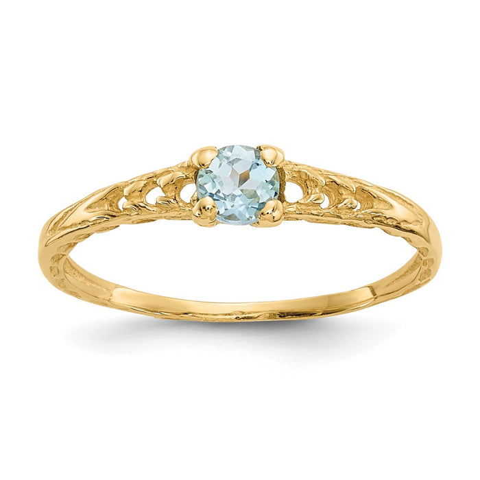 10k Madi K 3mm Aquamarine Birthstone Baby Ring-10GK126